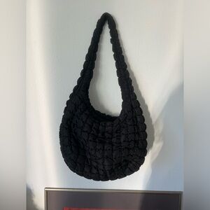 COS large black quilted bag